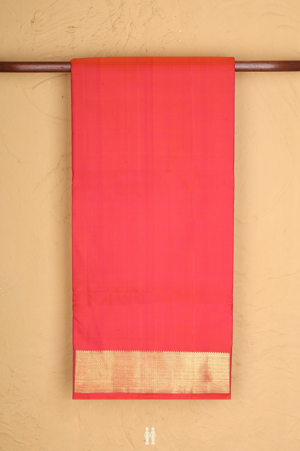 Nine Yards Silk Saree In Coral Pink With Chevron Border