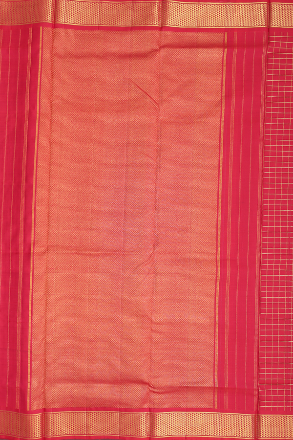 Nine Yards Silk Saree In Crimson Red With Checks Design