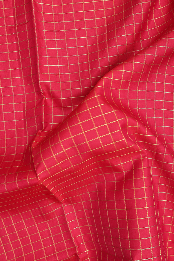 Nine Yards Silk Saree In Crimson Red With Checks Design