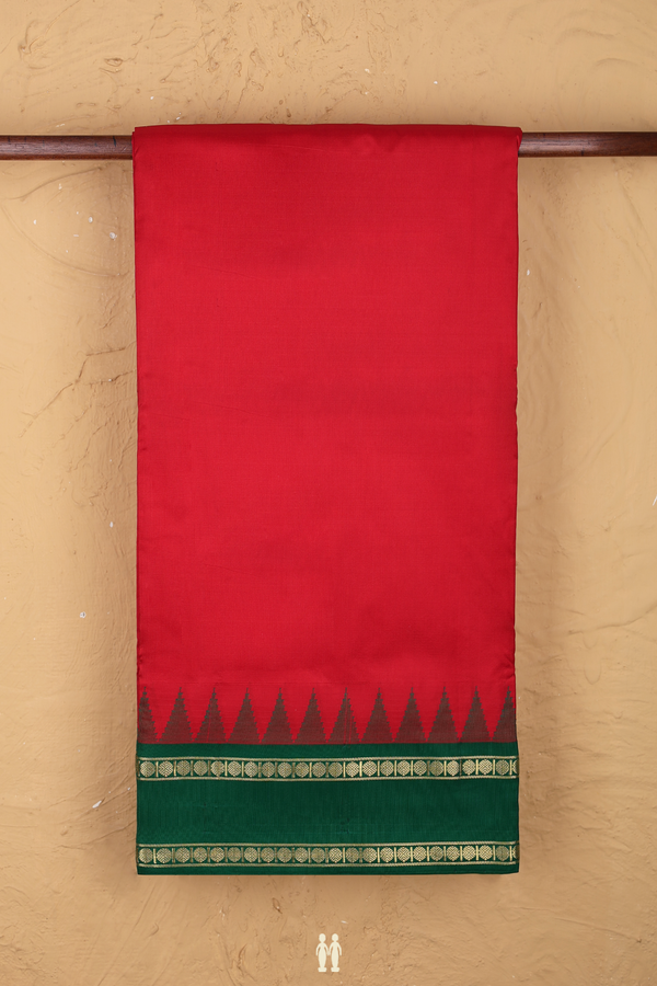 Nine Yards Silk Saree In Crimson Red With Contrast Border