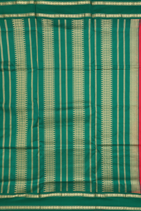 Nine Yards Silk Saree In Crimson Red With Contrast Border
