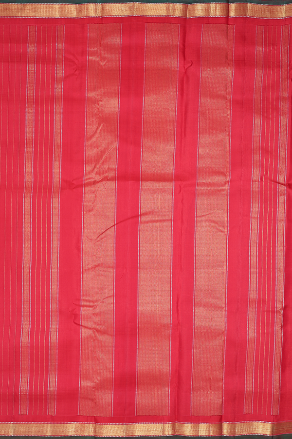 Nine Yards Silk Saree In Crimson Red With Stripes Design