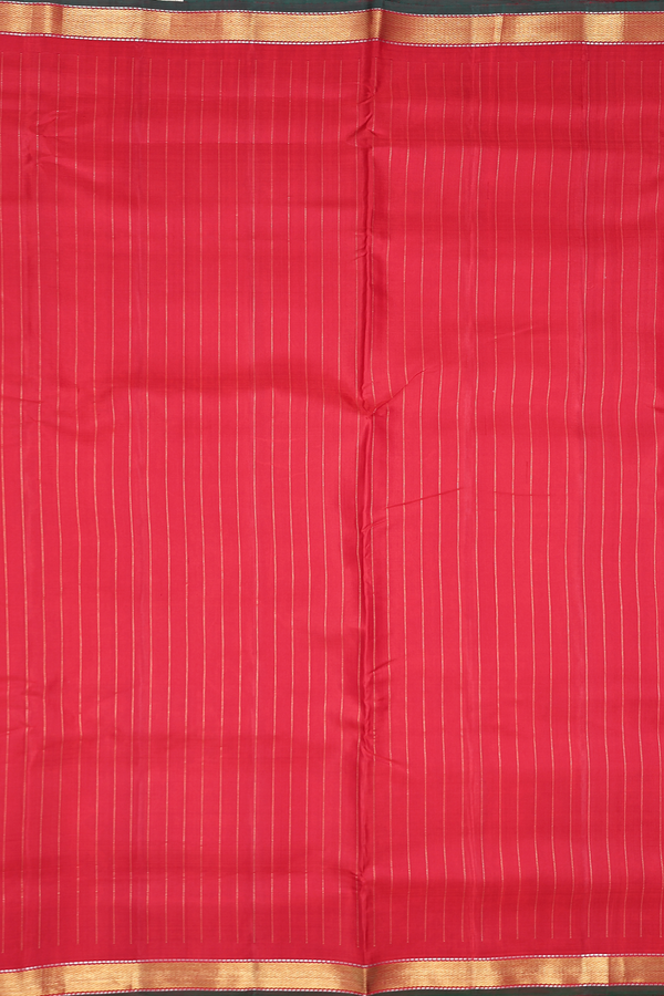 Nine Yards Silk Saree In Crimson Red With Stripes Design