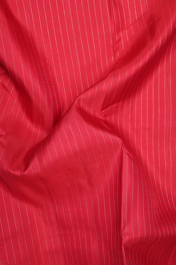 Nine Yards Silk Saree In Crimson Red With Stripes Design