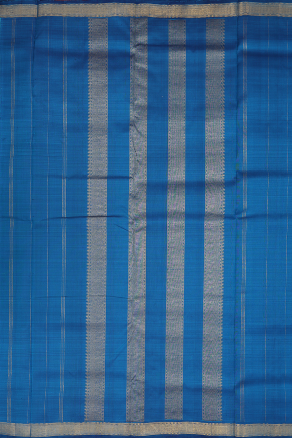 Nine Yards Silk Saree In Deep Sky Blue With Chakram Buttas