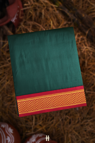Nine Yards Silk Saree In Forest Green With Arai Maadam Border