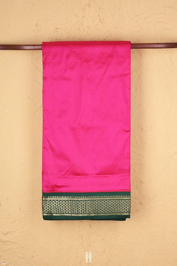 Nine Yards Silk Saree In Rani Pink With Contrast Border