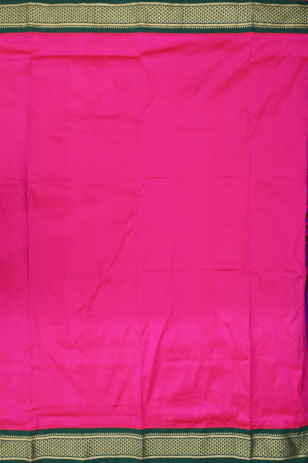 Nine Yards Silk Saree In Rani Pink With Contrast Border