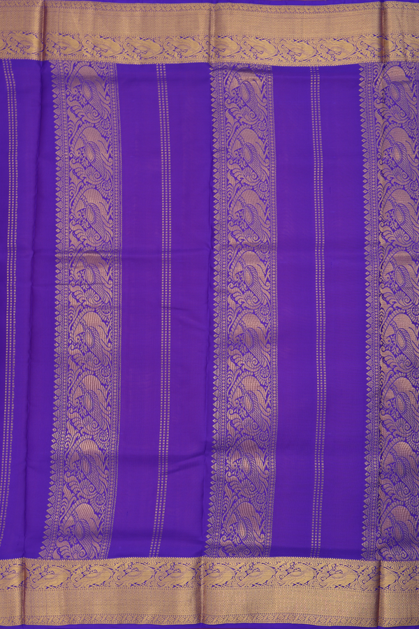 Nine Yards Silk Saree In Mango Yellow With Peacock Border