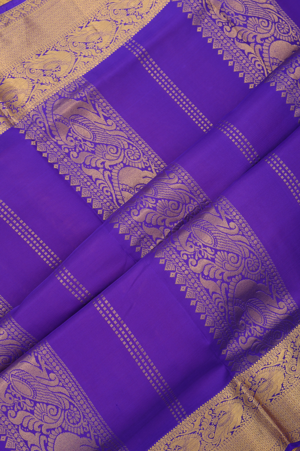 Nine Yards Silk Saree In Mango Yellow With Peacock Border