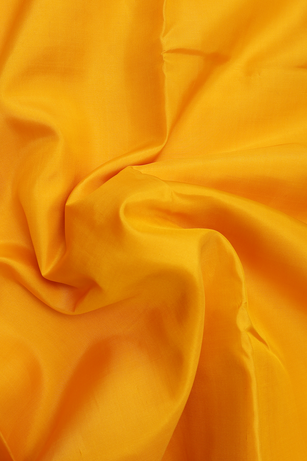 Nine Yards Silk Saree In Mango Yellow With Peacock Border