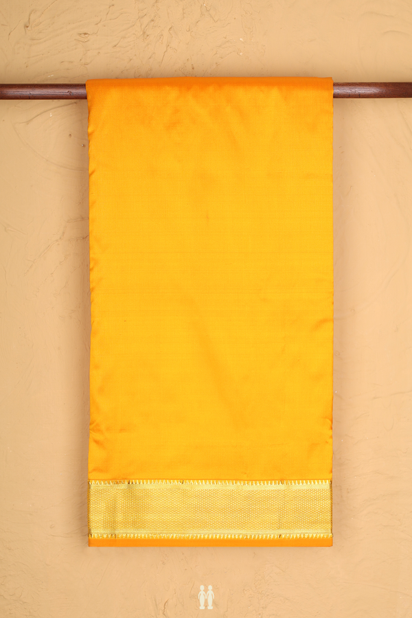 Nine Yards Silk Saree In Marigold Orange With Zari Border