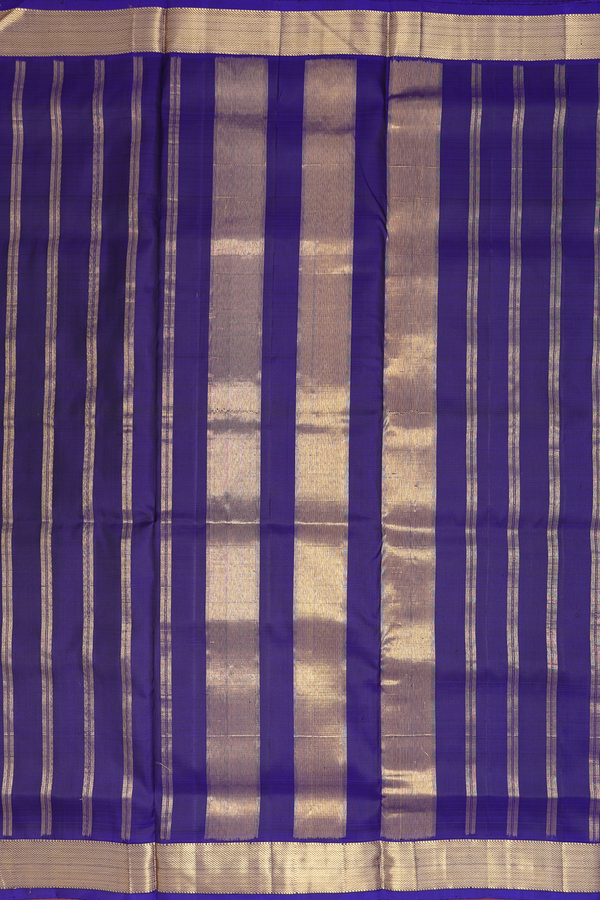 Nine Yards Silk Saree In Navy Blue With Twill Weave Border