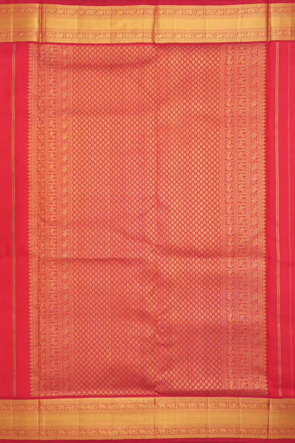 Nine Yards Silk Saree In Orange With Iruthalai Pakshi Buttas