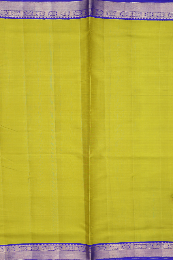 Nine Yards Silk Saree In Pear Green With Twill Weave Border