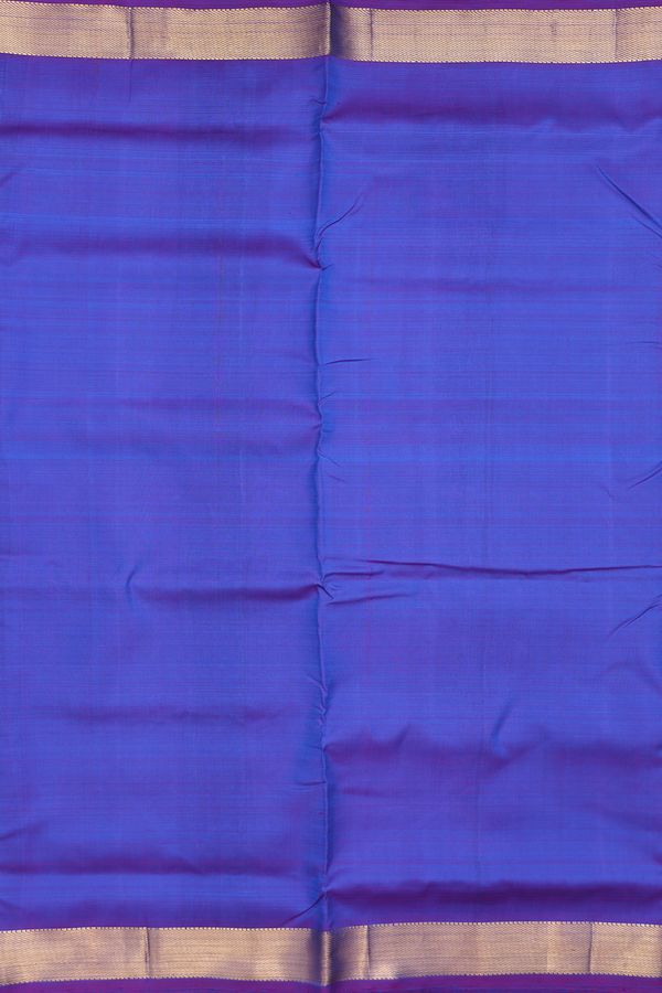 Nine Yards Silk Saree In Plain Blue With Twill Weave Border
