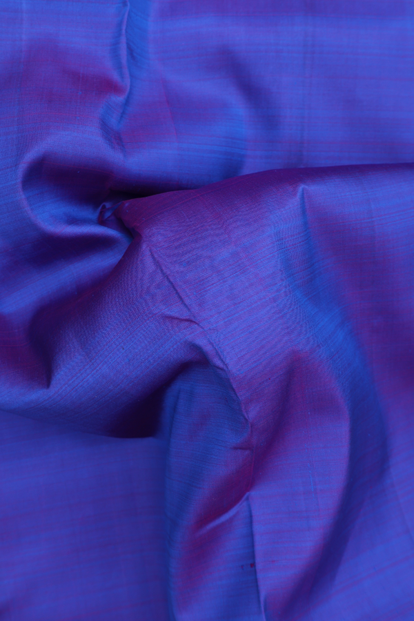 Nine Yards Silk Saree In Plain Blue With Twill Weave Border
