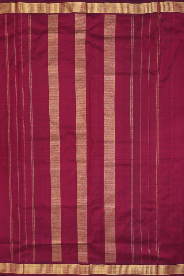 Nine Yards Silk Saree In Plain Burgundy Red With Zari Border