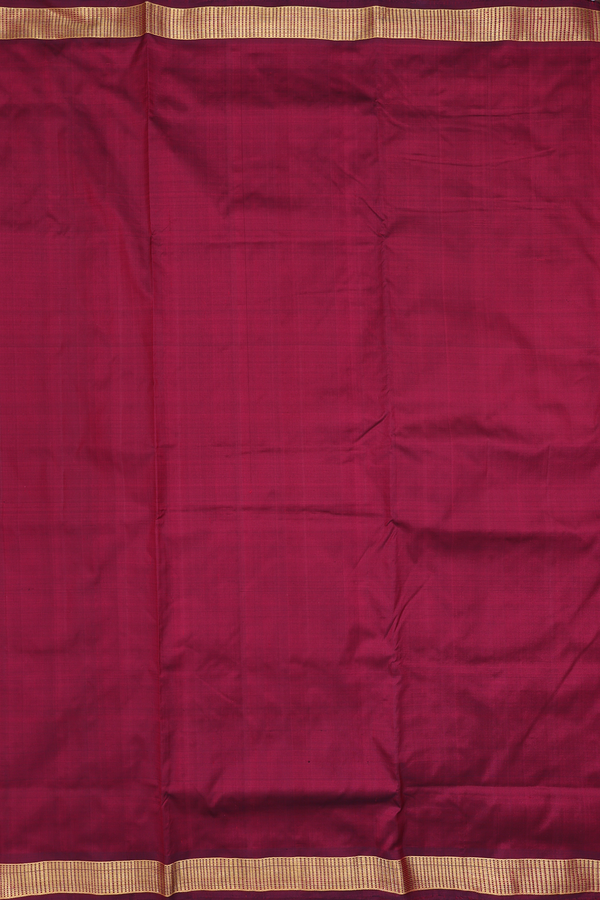 Nine Yards Silk Saree In Plain Burgundy Red With Zari Border