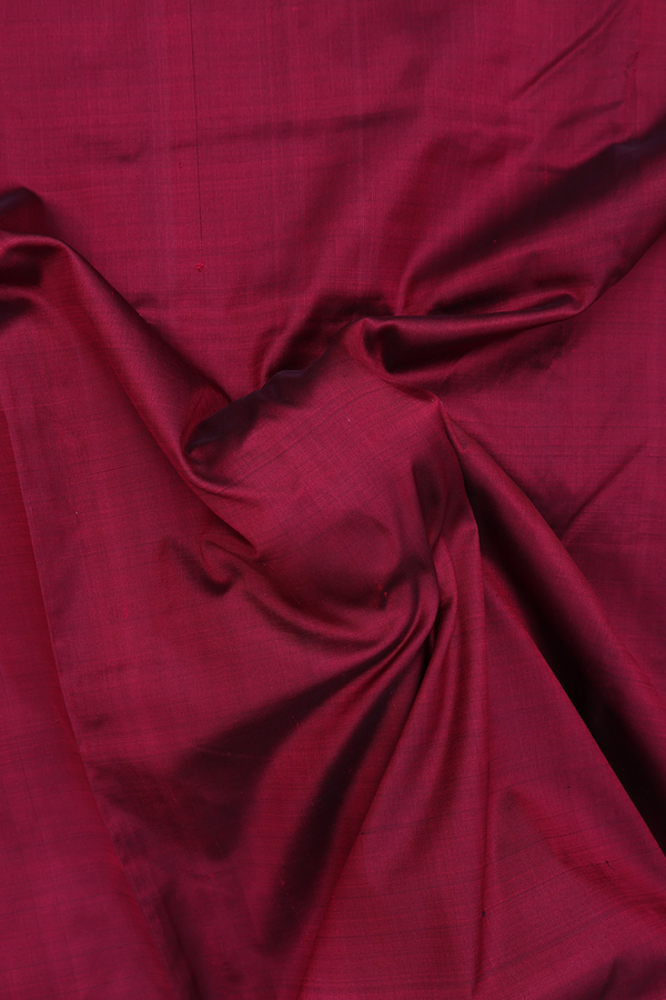 Nine Yards Silk Saree In Plain Burgundy Red With Zari Border