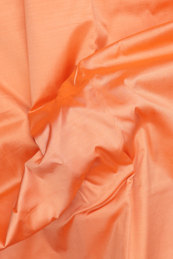 Nine Yards Silk Saree In Plain Orange With Peacock Border