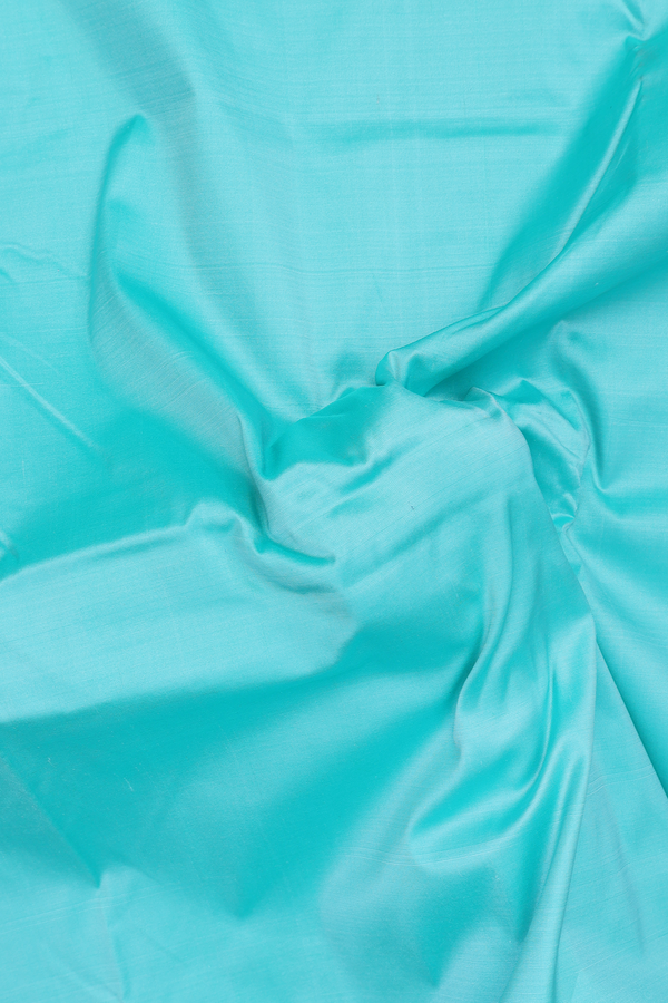 Nine Yards Silk Saree In Plain Sea Blue With Contrast Border