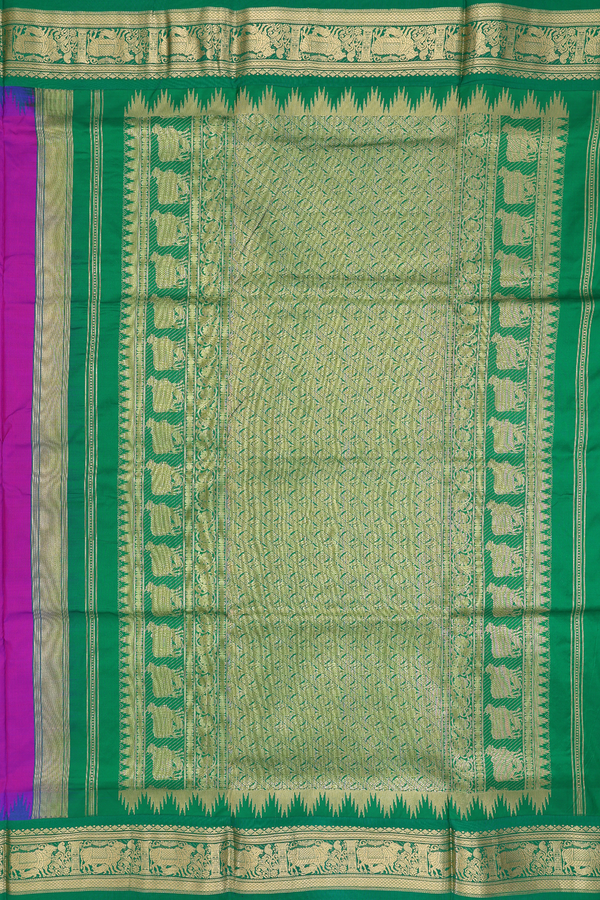 Nine Yards Silk Saree In Purple Rose With Traditional Border