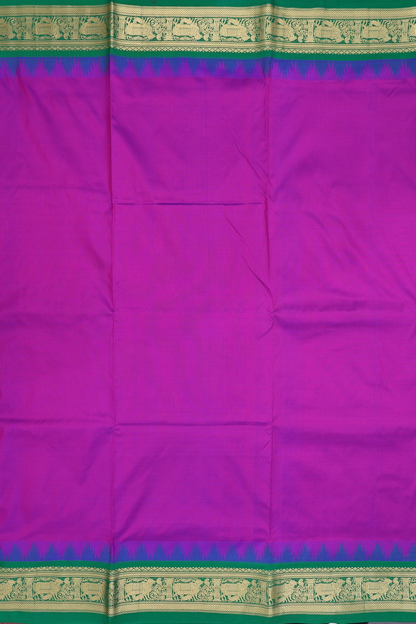 Nine Yards Silk Saree In Purple Rose With Traditional Border
