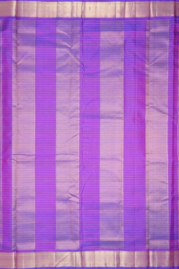 Nine Yards Silk Saree In Purple With Checks Design