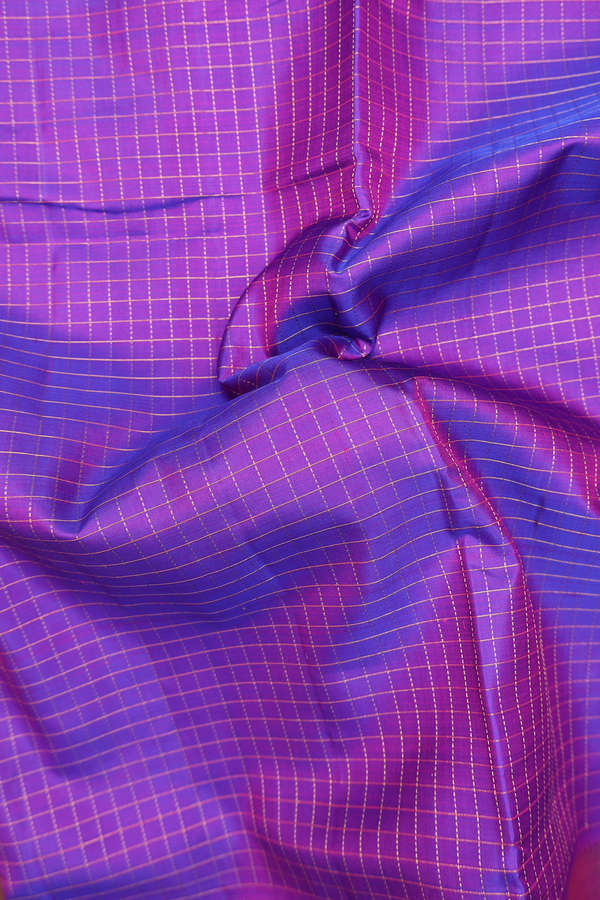 Nine Yards Silk Saree In Purple With Checks Design
