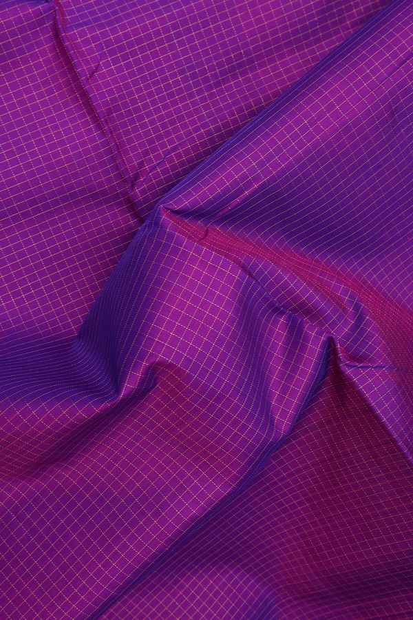 Nine Yards Silk Saree In Purple With Checks Design