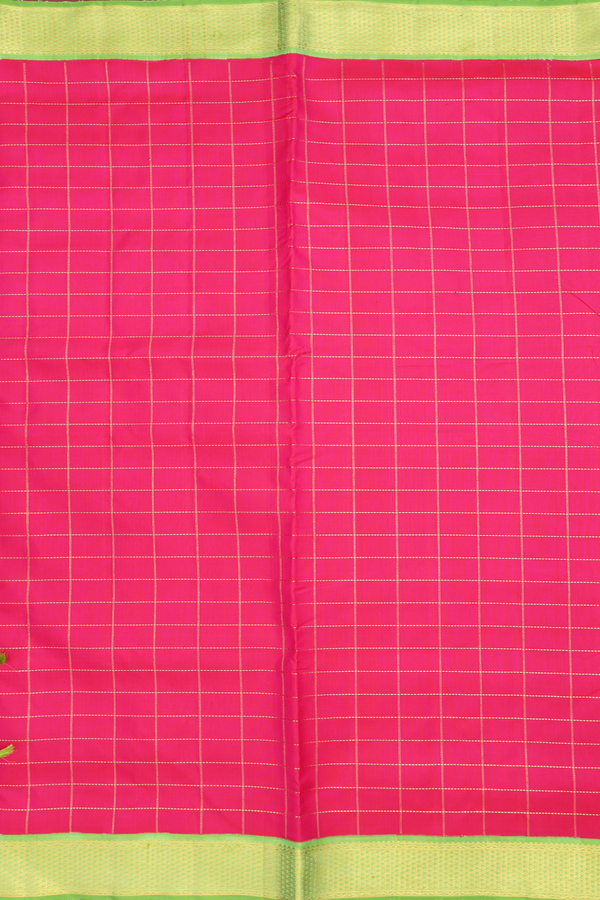 Nine Yards Silk Saree In Rani Pink With Checked Design