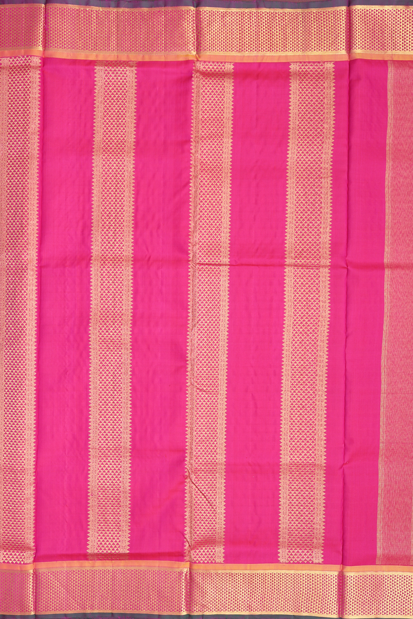 Nine Yards Silk Saree In Rani Pink With Checks Design