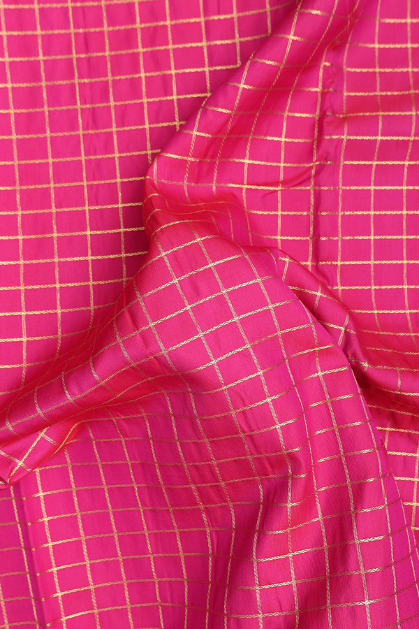 Nine Yards Silk Saree In Rani Pink With Checks Design