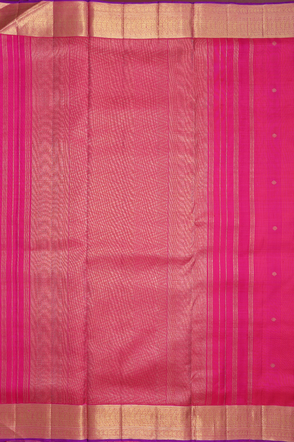 Nine Yards Silk Saree In Rani Pink With Peacock Buttas