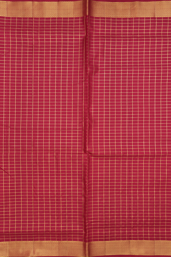 Nine Yards Silk Saree In Red With Checks Design