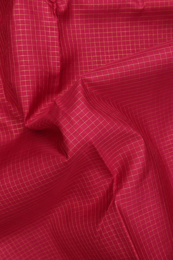 Nine Yards Silk Saree In Red With Checks Design