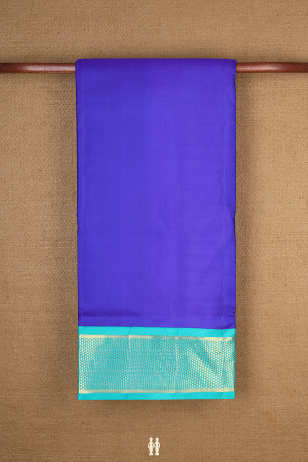 Nine Yards Silk Saree In Royal Blue With Contrast Zari Border