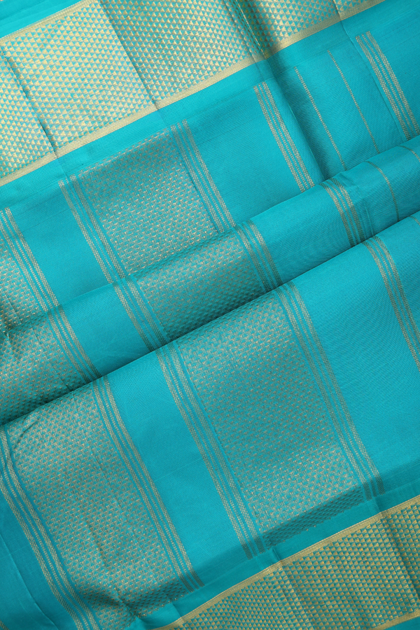 Nine Yards Silk Saree In Royal Blue With Contrast Zari Border
