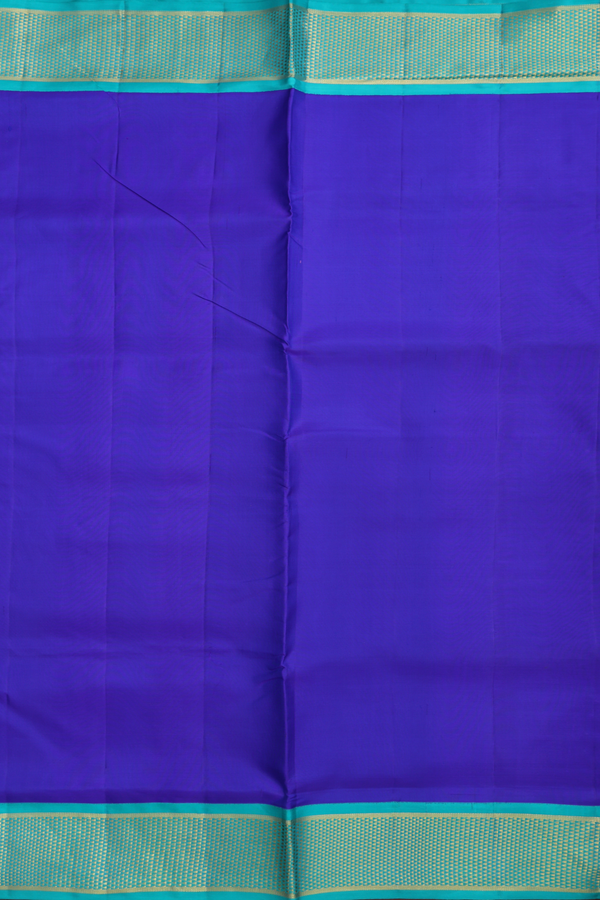 Nine Yards Silk Saree In Royal Blue With Contrast Zari Border