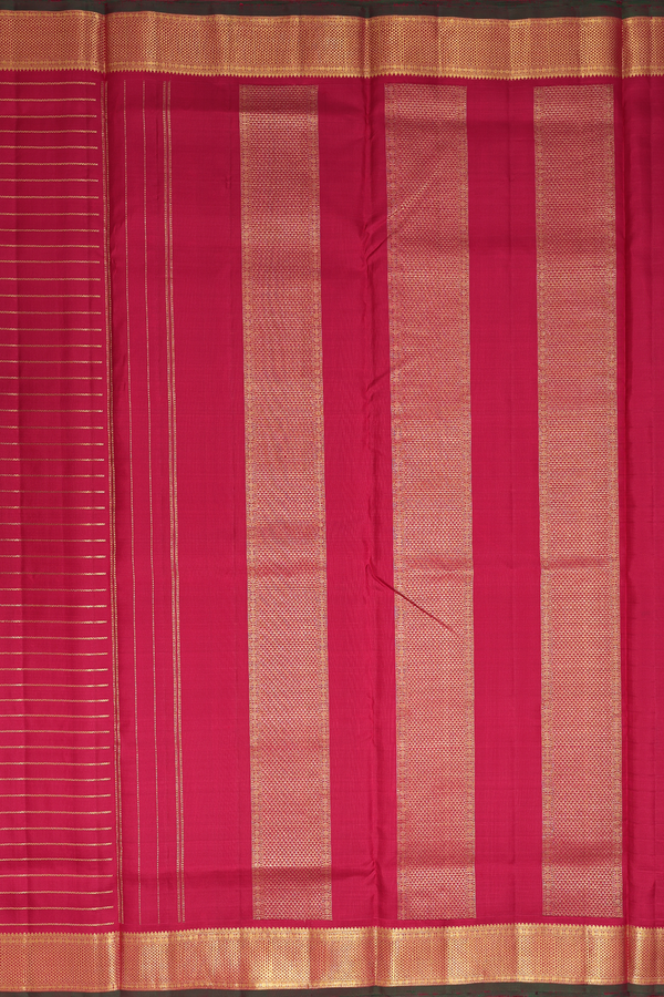 Nine Yards Silk Saree In Ruby Red With Stripes Design