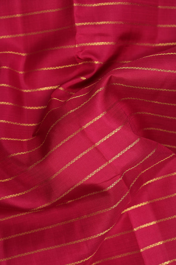 Nine Yards Silk Saree In Ruby Red With Stripes Design