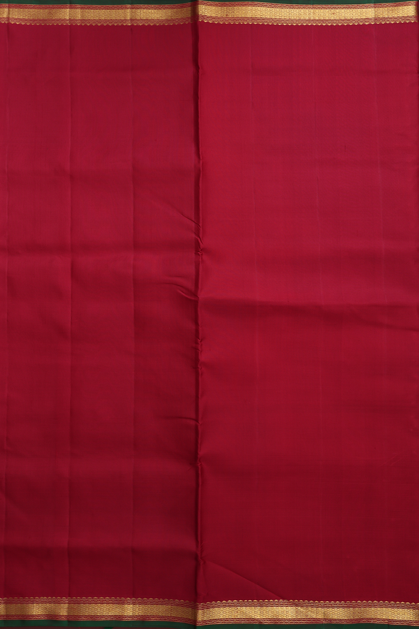 Nine Yards Silk Saree In Ruby Red With Zari Border