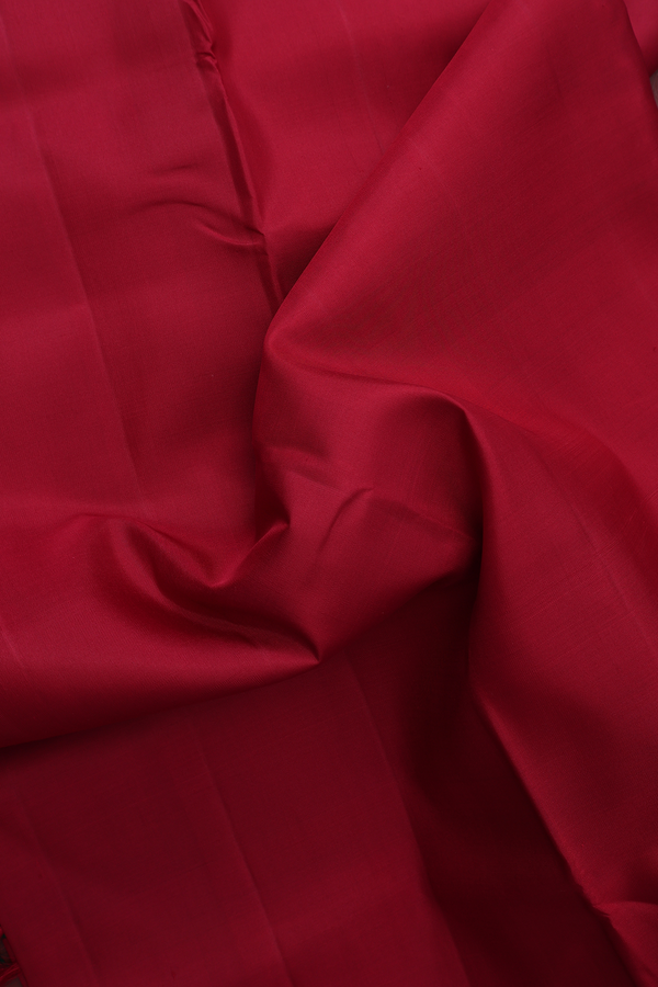 Nine Yards Silk Saree In Ruby Red With Zari Border