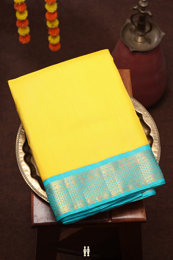 Nine Yards Silk Saree In Yellow With Contrast Border
