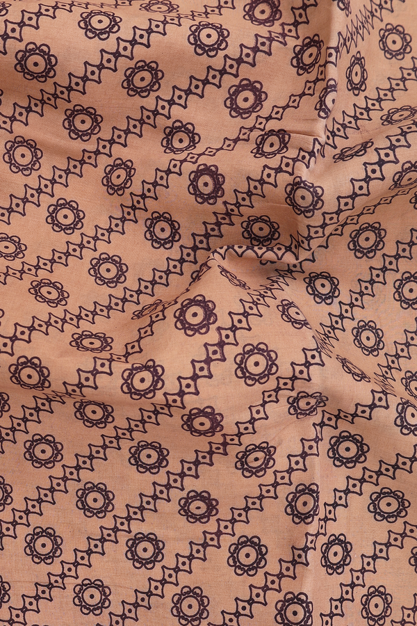 Nine Yards Sungudi Cotton Saree Brown With Diagonal Design