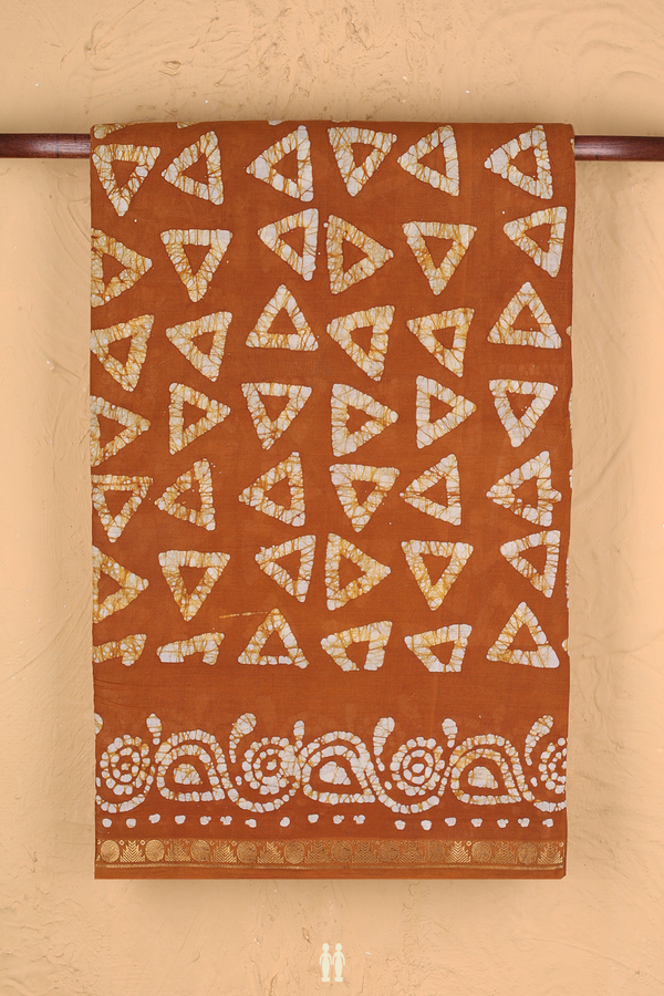 Nine Yards Sungudi Cotton Saree In Brown With Printed Design