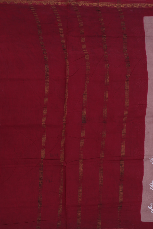 Nine Yards Sungudi Cotton Saree Brown With Printed Design