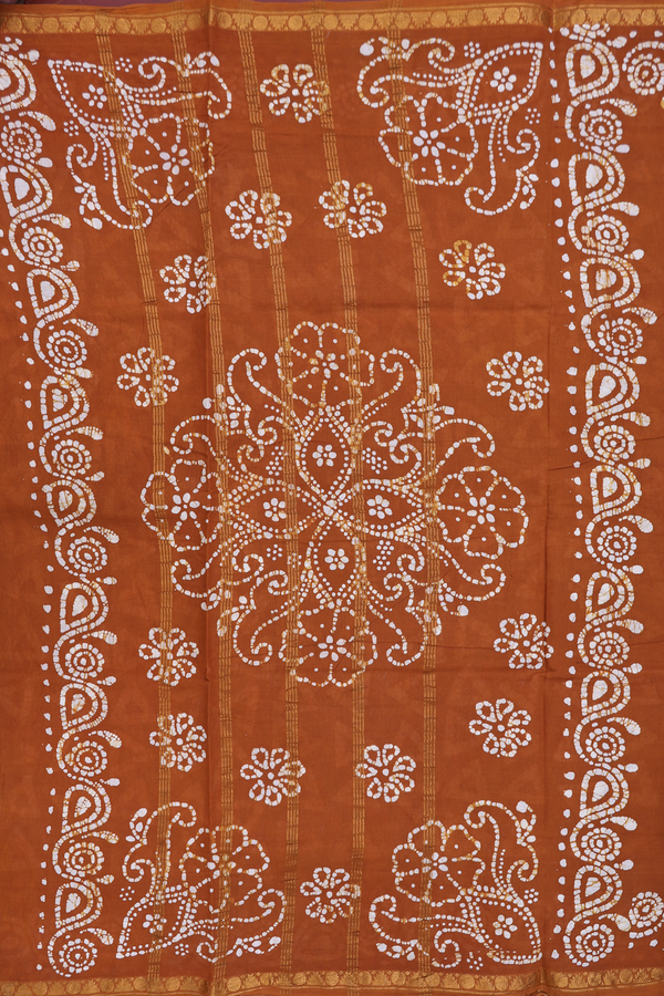 Nine Yards Sungudi Cotton Saree In Brown With Printed Design