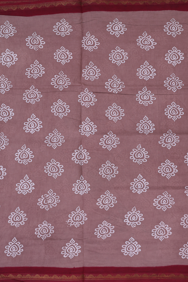 Nine Yards Sungudi Cotton Saree Brown With Printed Design